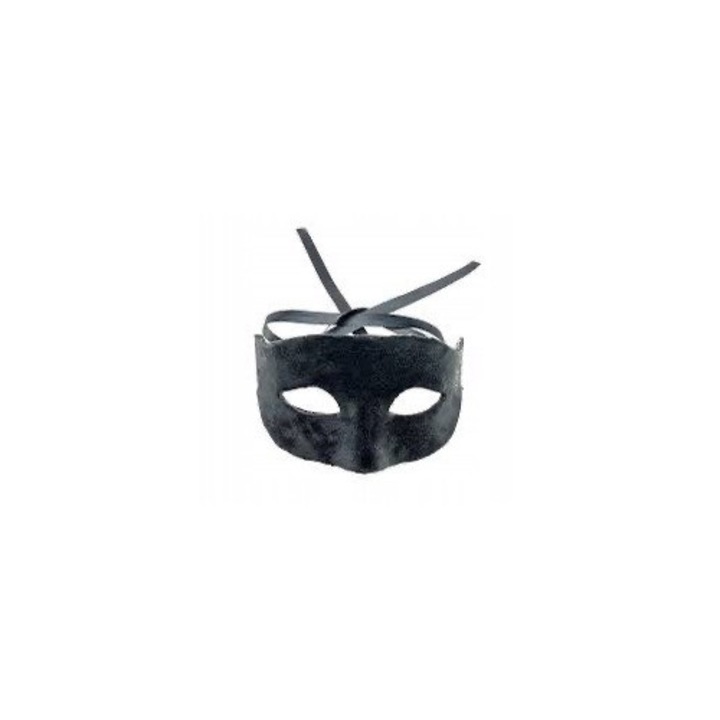 Masca carnaval neagra din plastic, dimensiune universala, cu prindere pe guma