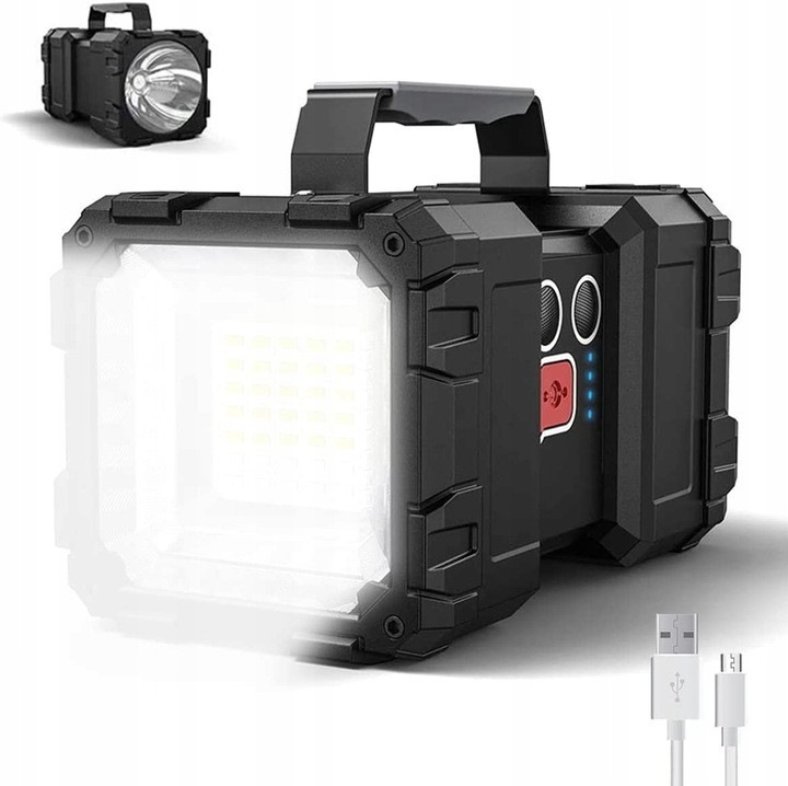 Многофункционален LED фенер, 1200lm, 7 режима, водоустойчив, 10000mAh, комплект с USB кабел