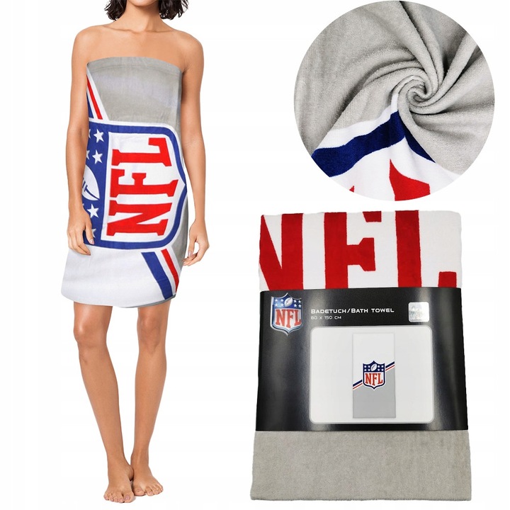NFL fürdőlepedő, Herding, 80x150cm, 100% pamut, logós design, többszínű