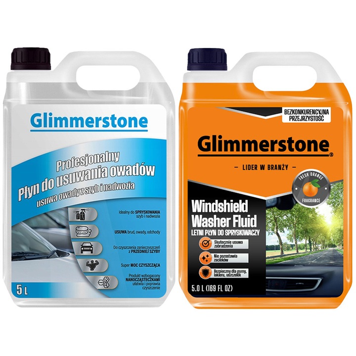 Set lichid de parbriz Glimmerstone 5L, lichid de eliminare a insectelor 5L