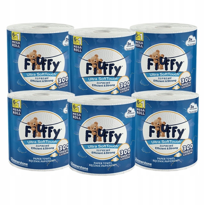 Set 6x prosoape de hartie super absorbante Glimmerstone, 300 foi, 2 straturi, alb, 20x20cm