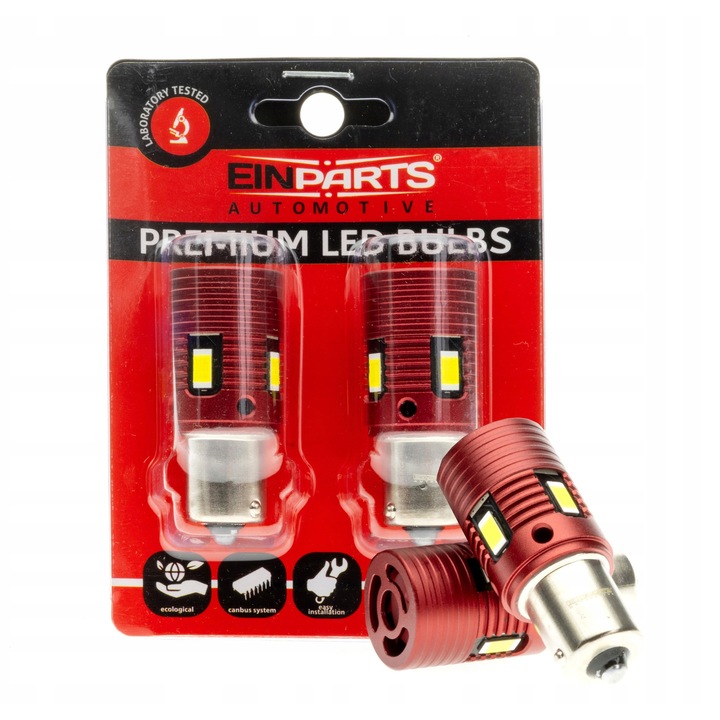 Bec auto LED EinParts Automotive P21W 1156, CANBUS, SMD 3570 4x LED, 12V, BA15S foglalat, hideg fehér 6000K, 2 db