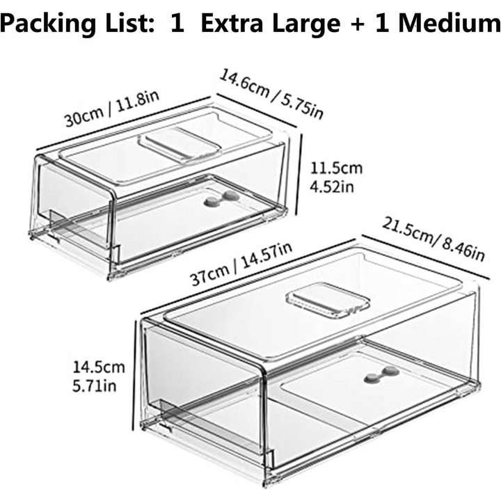 Set 2 cutii alimentare organizatoare pentru frigider, fara BPA