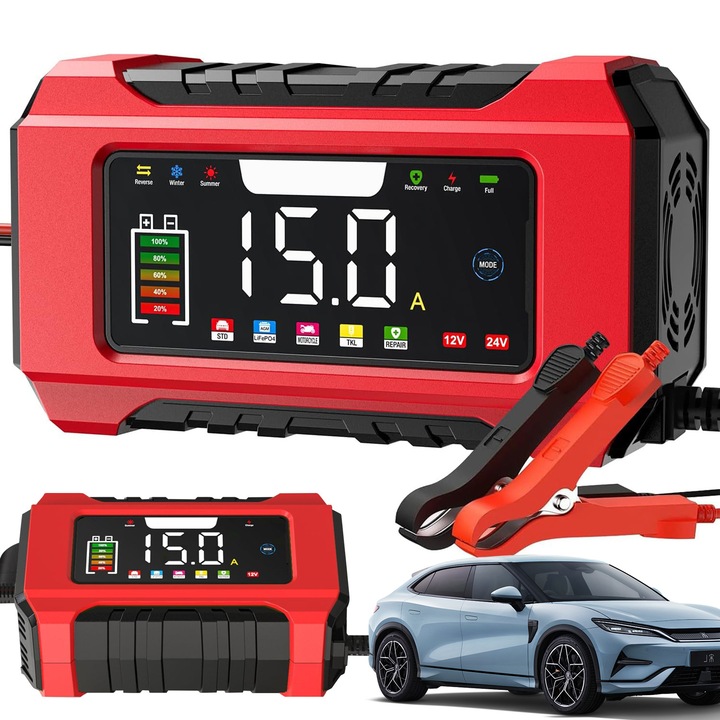 Redresor auto 12V 24V 10A 5A, functie de reparare
