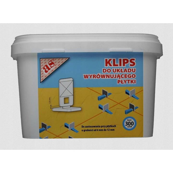 Csempe szintező rendszer, As, 300 kapocs, 1,3mm, 6-12mm vastagság