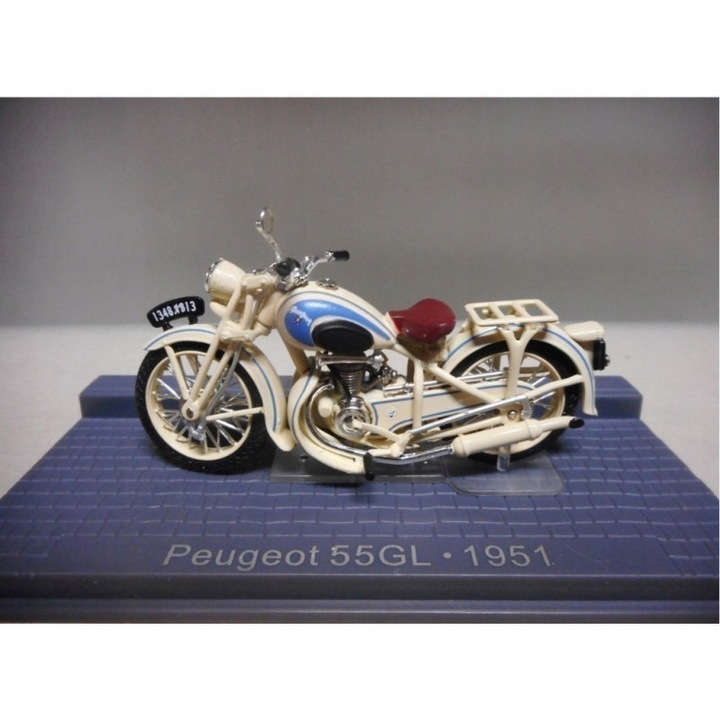 Fém motorkerékpár makett Peugeot 55 GL 1951, Ixo, 1/24