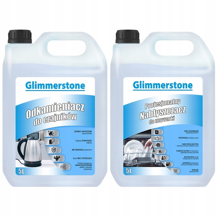 Set de curatare Glimmerstone - pentru lustrant pentru masini de spalat vase 5L si demineralizator pentru ceainice 5L