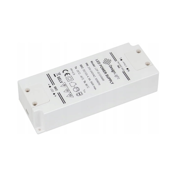 LED захранване, 12V, 54W, Design Light, бял, 152x59x32mm