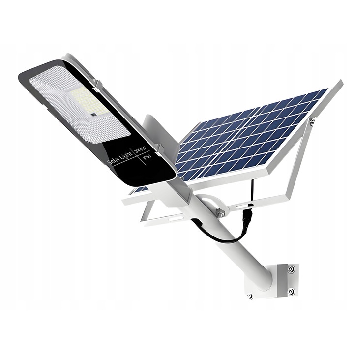 Lampa solara LED 2000W cu senzor de amurg si telecomanda, ARSA GO, rezistenta la intemperii, dimensiuni 490x210x50mm, set complet