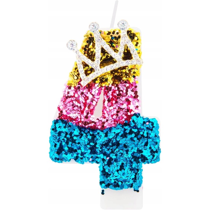 Candle 4, multicolor glitter, 7cm, set pentru petrecere