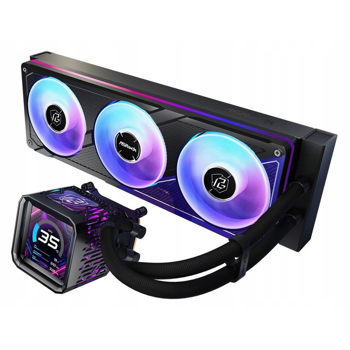 Ventilator PC Asrock Phantom Gaming 360 LCD, 2400 RPM, negru