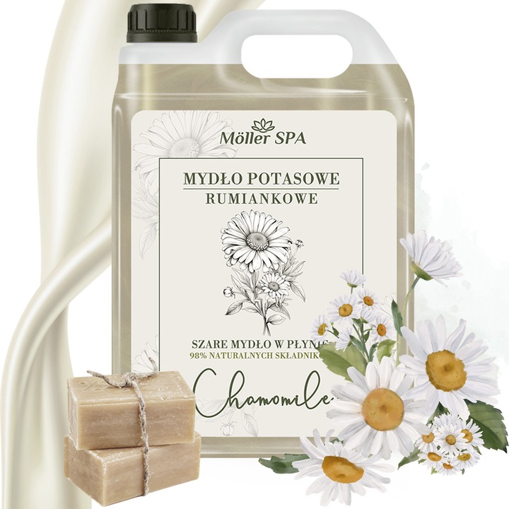 Sapun natural lichid Moller SPA, potasiu cu musetel, 5 l, hipoalergenic, pentru piele sensibila