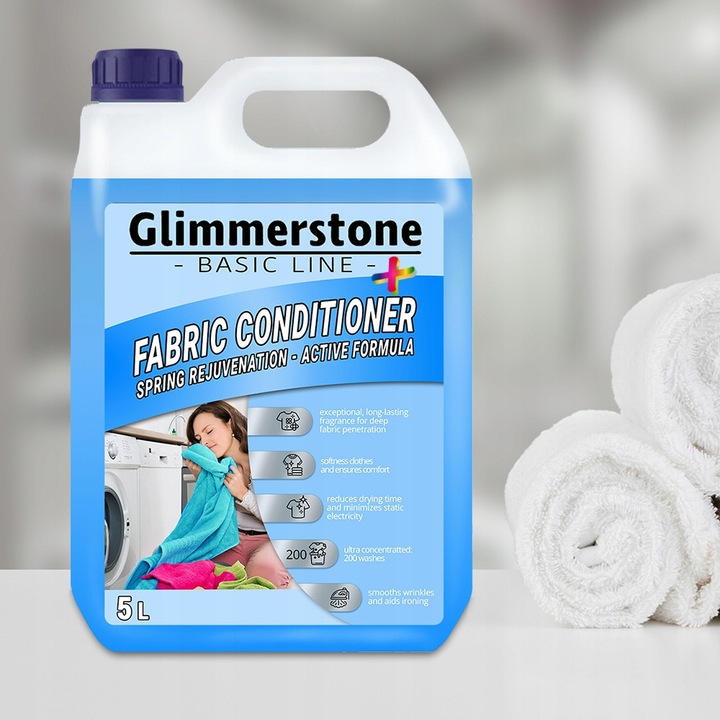 Омекотител Glimmerstone Basic Line, 5л, 200 изпирания, специален аромат, универсална употреба