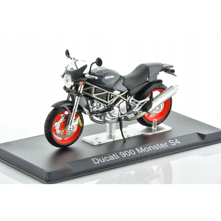 Ducati 900 Monster S4 modellautó, 1/24, vitrinnel és talppal
