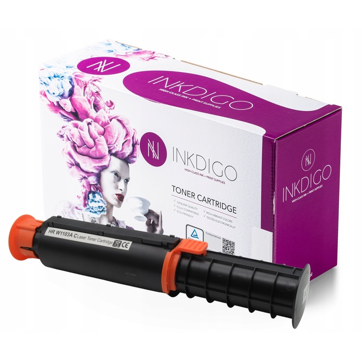 Set 2x Toner Inkdigo W1103A negru, compatibil HP Neverstop 1000a/1000w/1200a, capacitate 2400 pagini