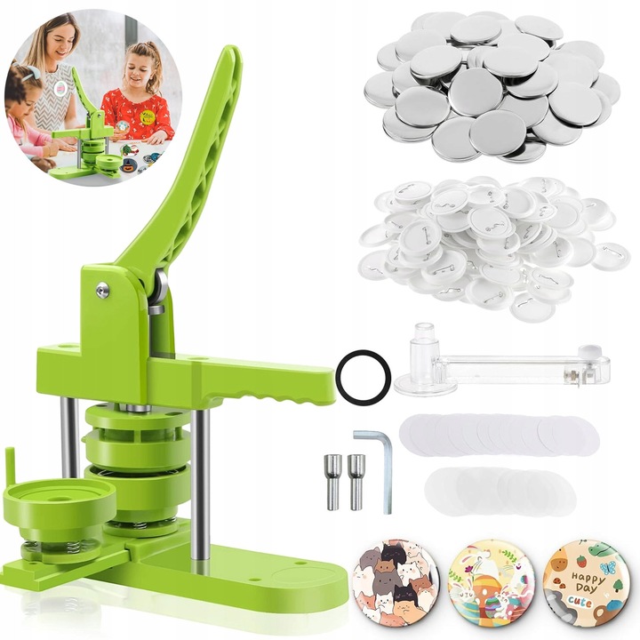 Mașină/Presa de insigne 58 mm cu 50 de insigne, set DIY pentru copii