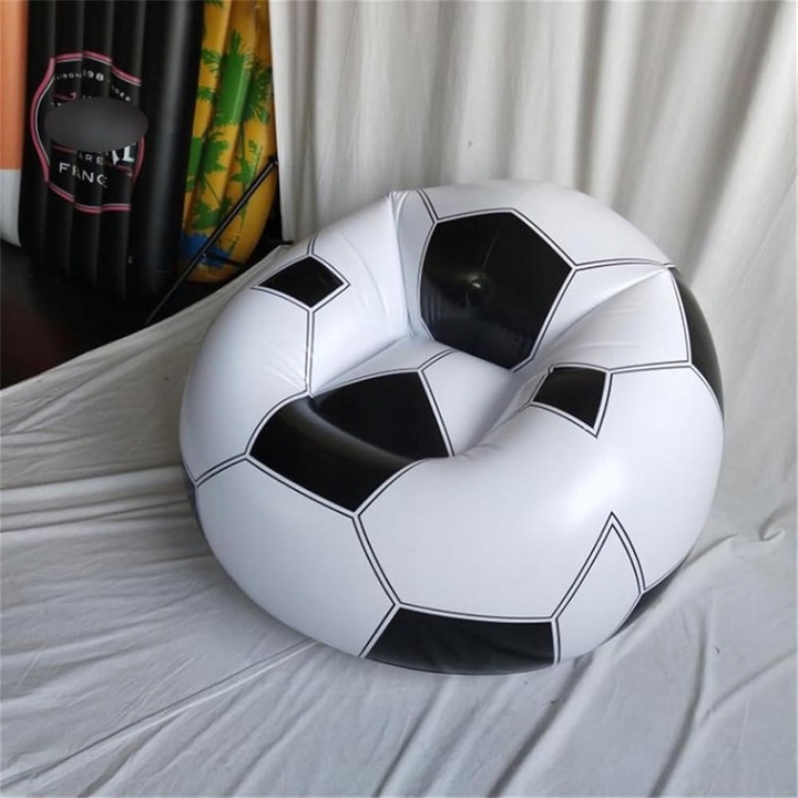 Fotoliu gonflabil multifuncțional, 110x110cm, forma minge de fotbal