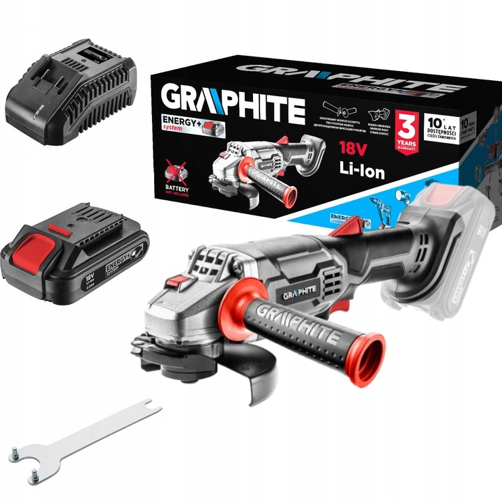 Set polizoare Graphite, slefuitor unghiular 18V, disc 115x22.2mm, acumulator 2Ah, incarcator