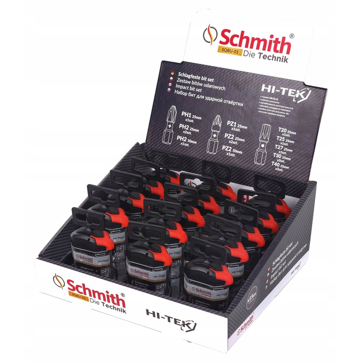 HI-TEK Schmith ütvecsavarozó bit készlet, 15 db