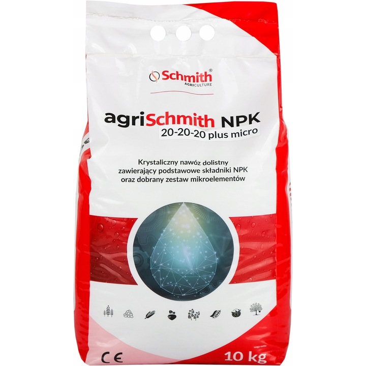 Ingrasamant NPK 20-20-20 Schmith, 10kg, pentru legume si fructe, complet solubil in apa