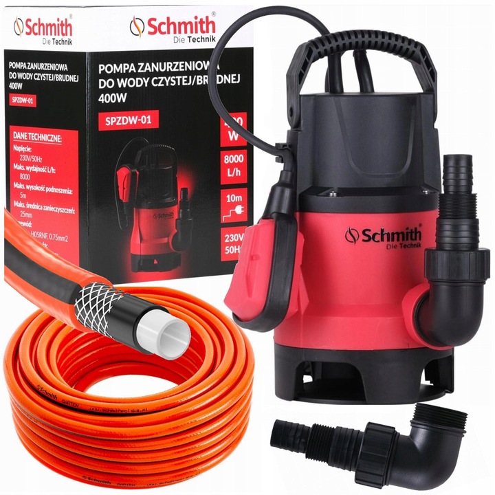 Schmith 400W vízpumpa, 10m tömlővel