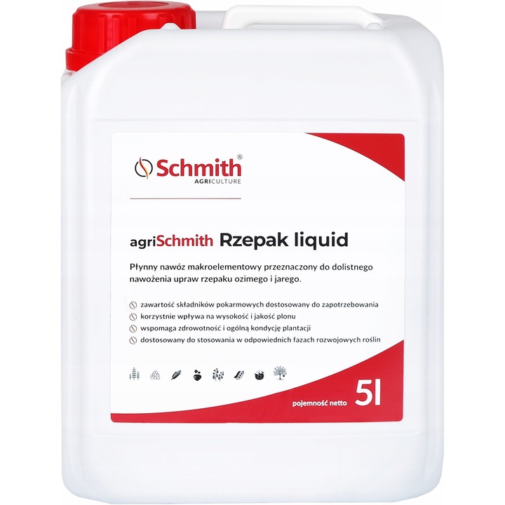 Ingrasamant lichid pentru rapita Schmith 5l, continut bogat in nutrienti, utilizare in fazele de dezvoltare a plantelor