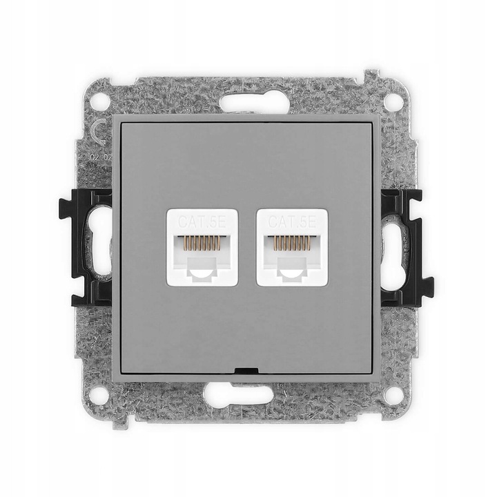 Prize Karlik Mini 2xRJ45 cat. 5e, gri mat, 80x80x6,3mm