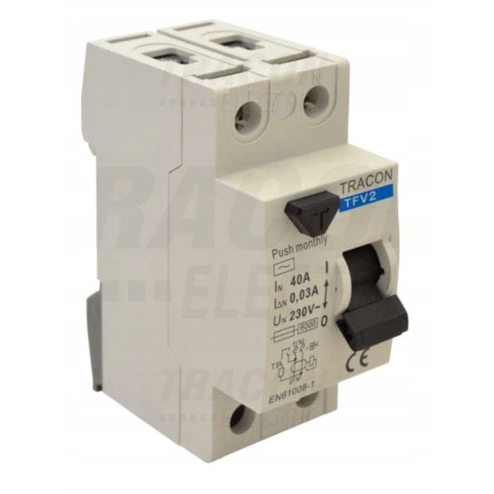 Tracon 2-pólusú áram-védőkapcsoló 40A 30mA 230/400V IP40