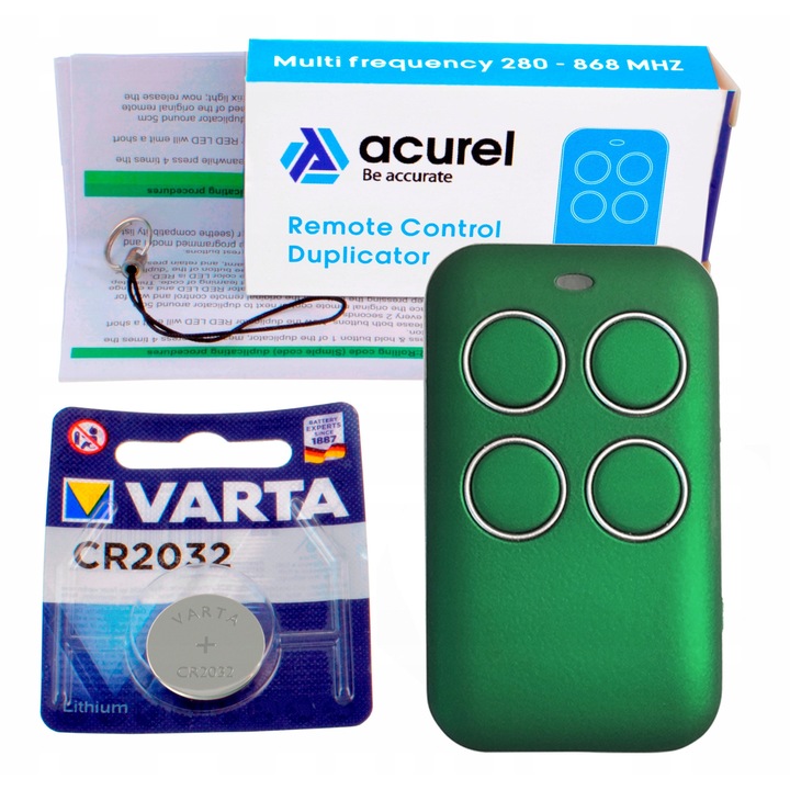 Telecomanda Universala Autocopianta, Cod Variabil pentru Poarta, 280-868MHz, Acurel, set cu suport, dimensiuni 6,5x3,8x1,3cm
