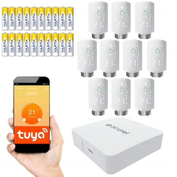 Комплект 10x термостатична глава Smart Gateway 3.0, Бял, 52x52x90mm