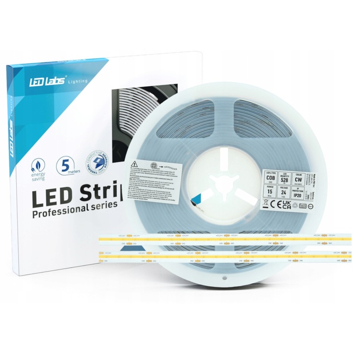 Benza LED COB 15W/m 24V alb rece IP20, 1m