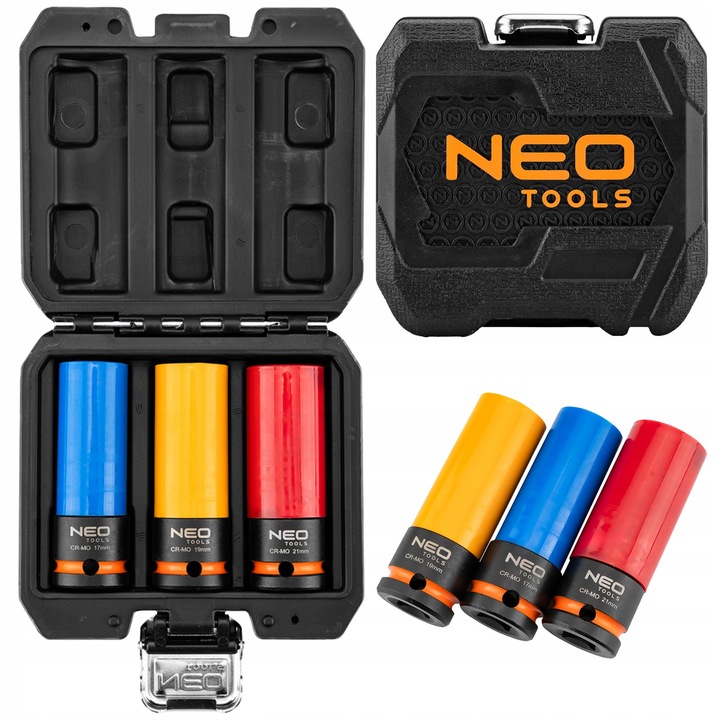 Комплект от 3 тръбни ключа 17x19x21 мм, Neo Tools, с калъф за съхранение