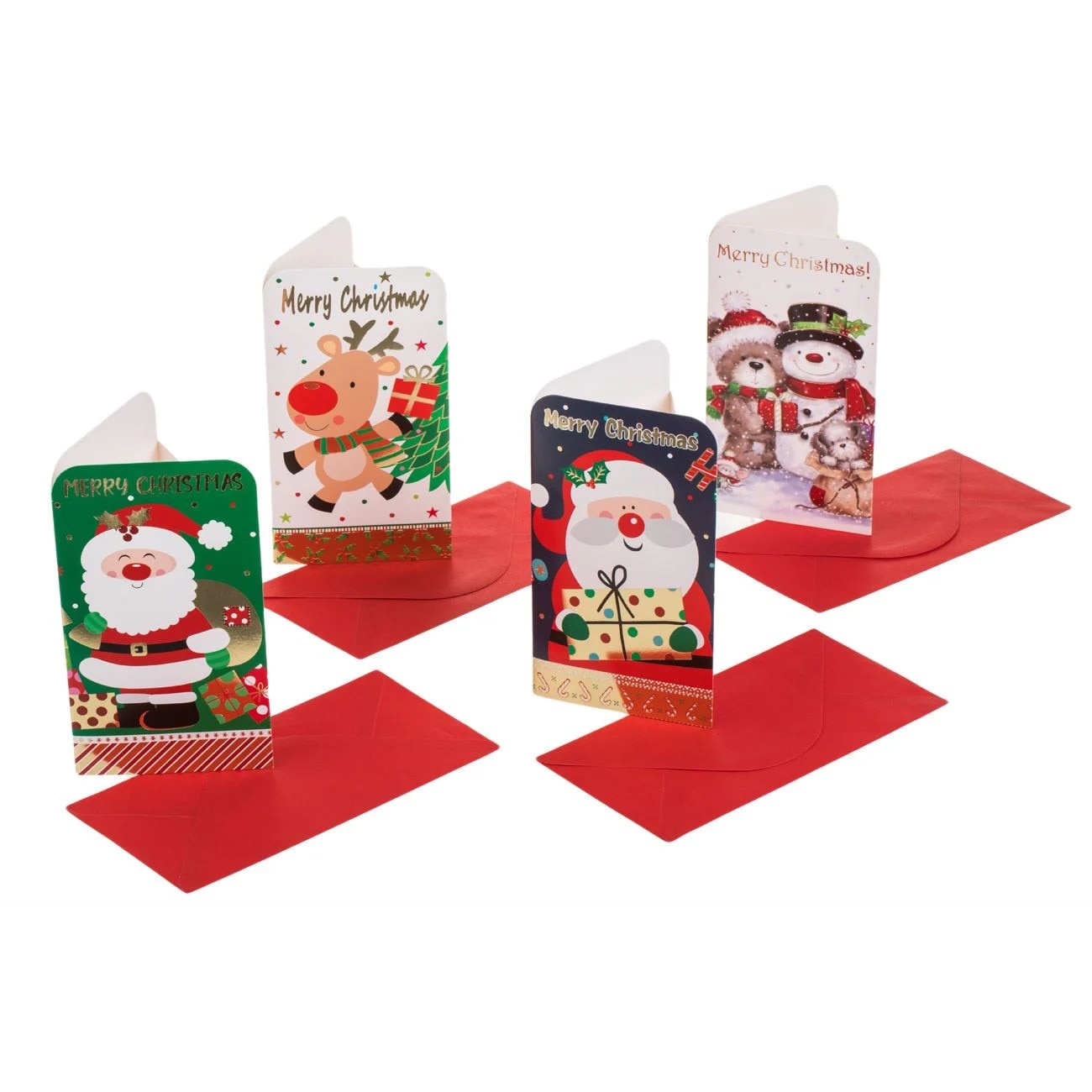 Set Felicitari pentru Bani de Craciun 4 Modele Diferite Mos