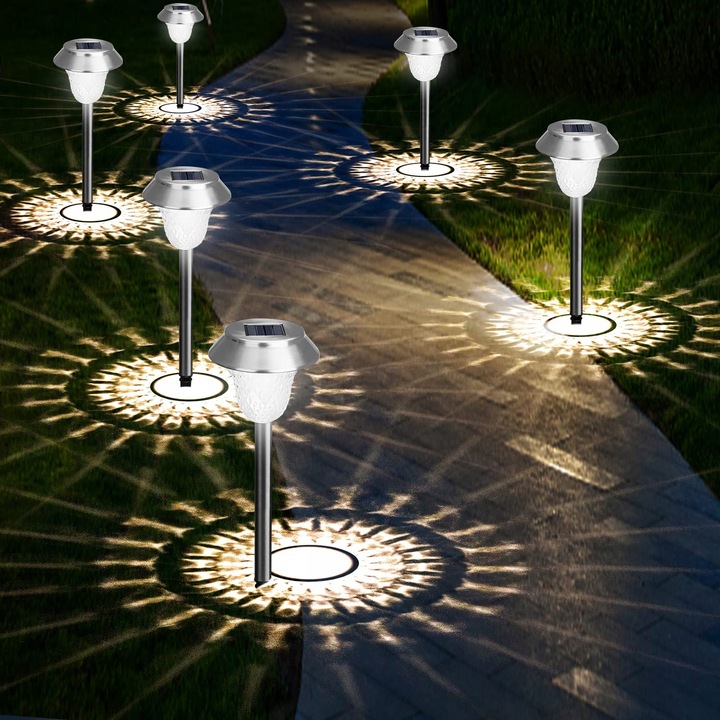 Външни соларни LED лампи, ZEWETO, комплект от 4 броя, IP65, 15 лумена, 38x11см, многоцветни