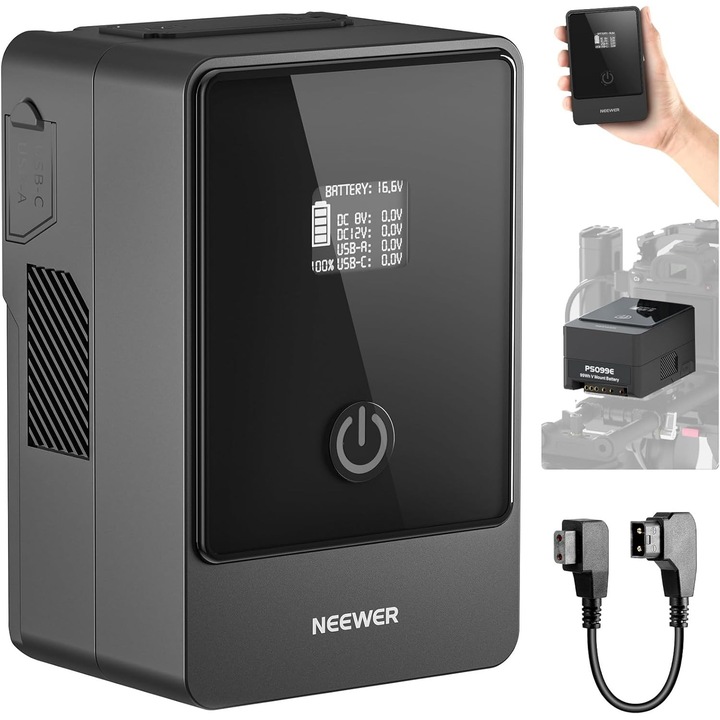 Acumulator Neewer 6800 mAh, 65 W PD, dimensiuni 111x73x56,7mm, 590g