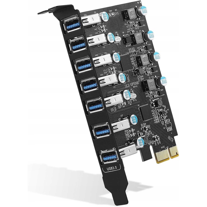 USB хъб със 7 порта, 5 Gb/s, съвместим с Windows и Mac, размери 3.43x3.15in