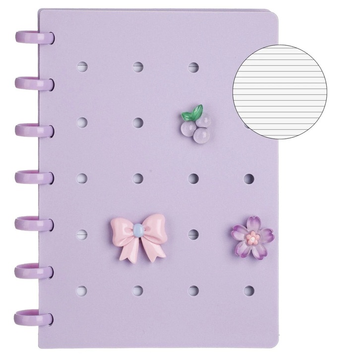 Carnetel Notite B6 cu Spirala Lila & 3 Charms - 80File