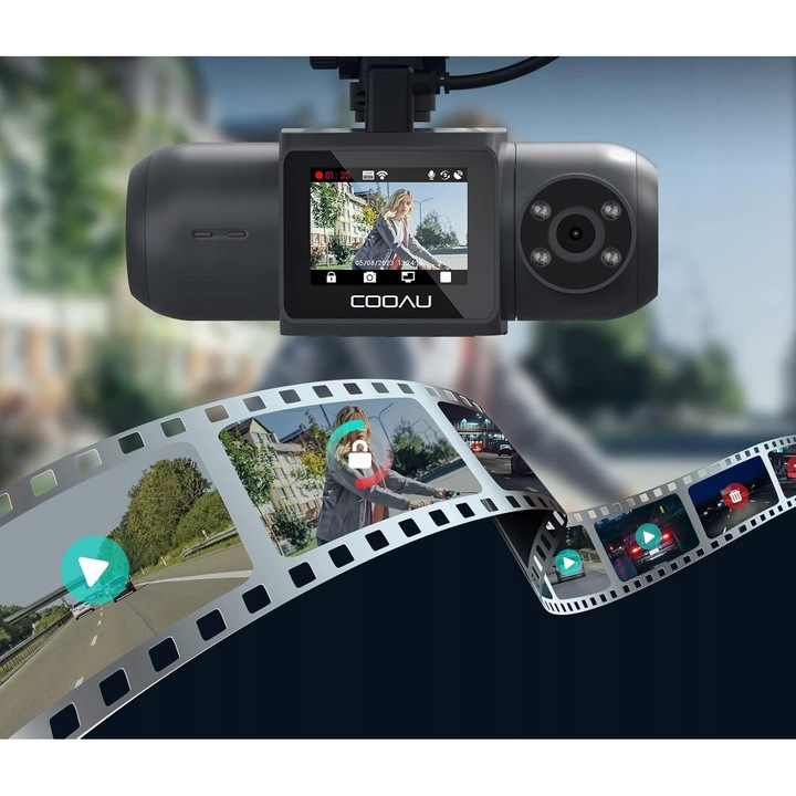 Камера за кола DVR COOAU WIDEO REJESTRATOR 4K, двойна, GPS, WiFi, нощно наблюдение