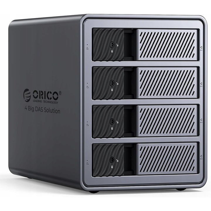 Алуминиев корпус Orico 4-Bay, за 4 HDD диска 3.5", USB 3.0, 88 TB, с охлаждащ вентилатор, черен