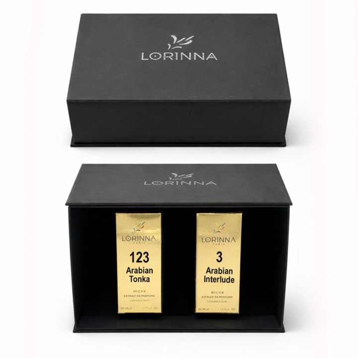 Set parfum Lorinna Paris Arabian Interlude & Arabian Tonka, 2 x 50 ml, Cutie cadouri parfum premium