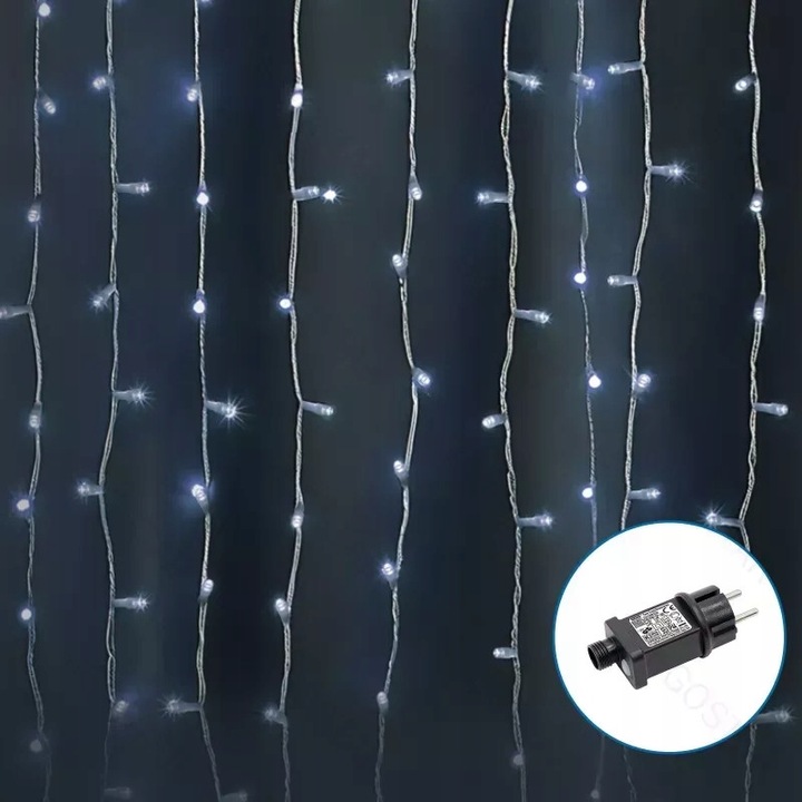 LED fényfüggöny, Aigostar, 100 LED, 1x1m, 8 mód, hideg fehér