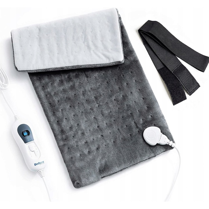 Електрическо одеяло BEDSURE 30x60см, сиво, 3 температурни настройки, мек материал