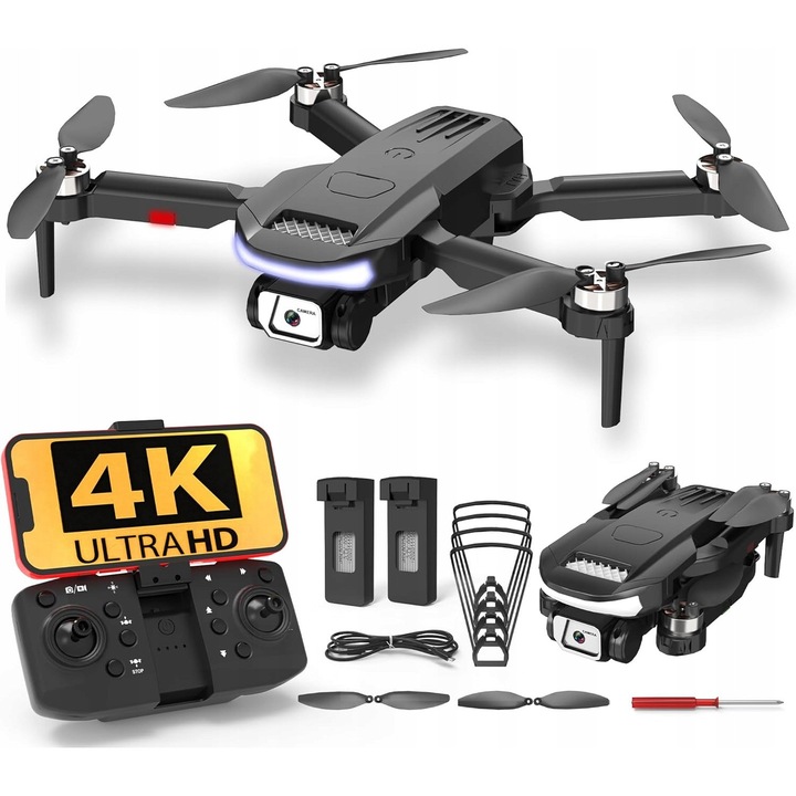 Dron cu camera 4K, motoare fara perii, 2 baterii, set, accesorii incluse