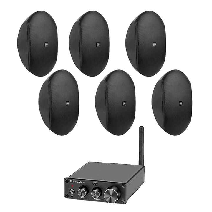 Sistem Audio Ambiental 6 Boxe Dap Wms4-B + Amplificator Bluetooth, 2X50W