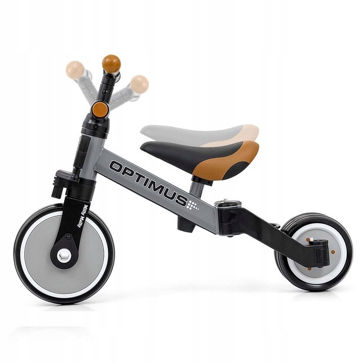 Bicicleta copii 5w1 Milly Mally Optimus PLUS, negru/albastru roti din spuma EVA, reglabila
