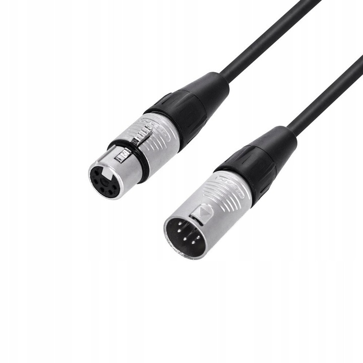 Cablul DMX 5 pin 0,5m Adam Hall, negru, cu conectori Rean