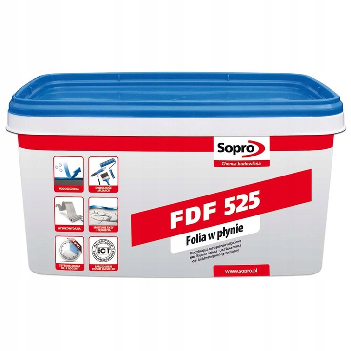 Хидроизолация Sopro FDF525, 20кг, еластична, за стени и подове, минимална дебелина 0,5мм