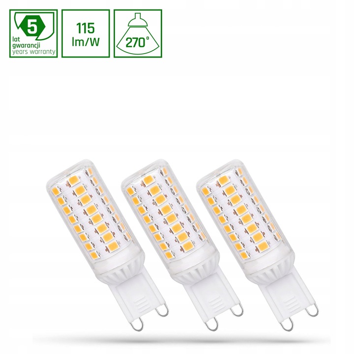Комплект x3 LED крушки G9 4W, студено бяло, 5.8x1.8см