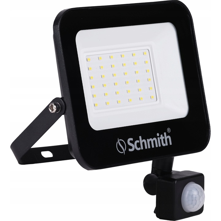 LED прожектор 30W със сензор за движение, 3000lm, черен, 170x170mm