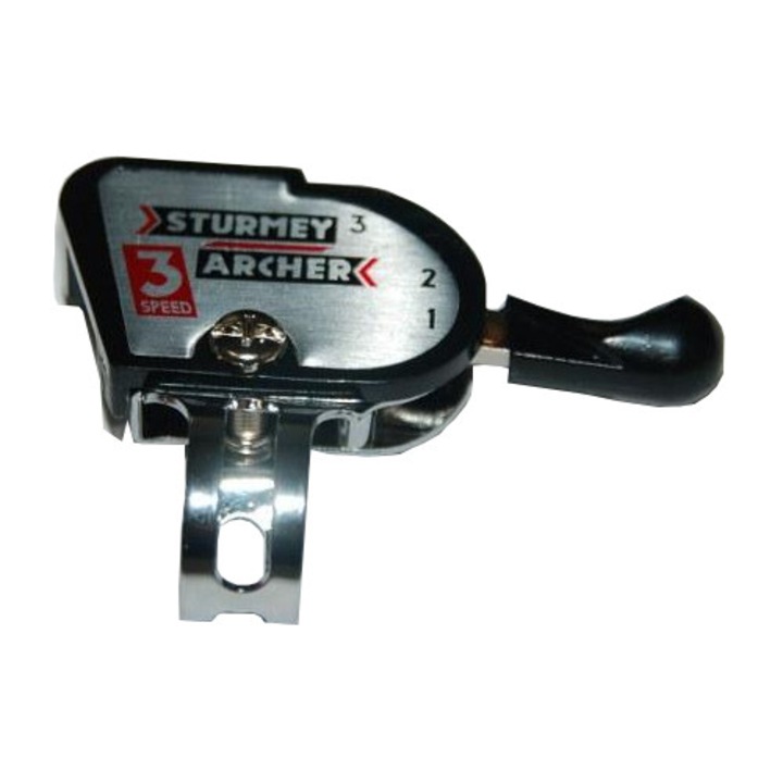 Maneta schimbator Sturmey Archer SLS3C, 3 viteze, negru-argintiu, montaj pe ghidon 22,2mm